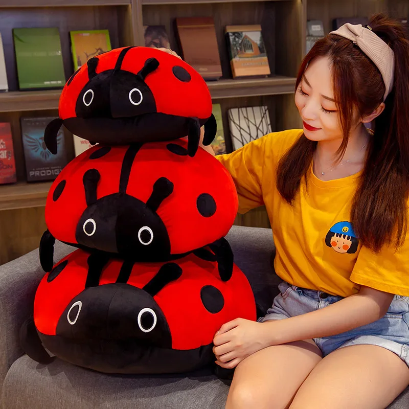 Kawaii Stuffed Plush Ladybug Toy Soft Ladybird Doll Huggable Insect Pillow Colorful Cushion Children Birthday Gift Dropshipping