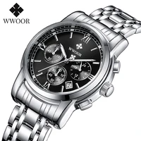 wwoor 2022 new fashion luxury classic busines watches mens black full steel multifunction calendar mens wrist watch montre homme