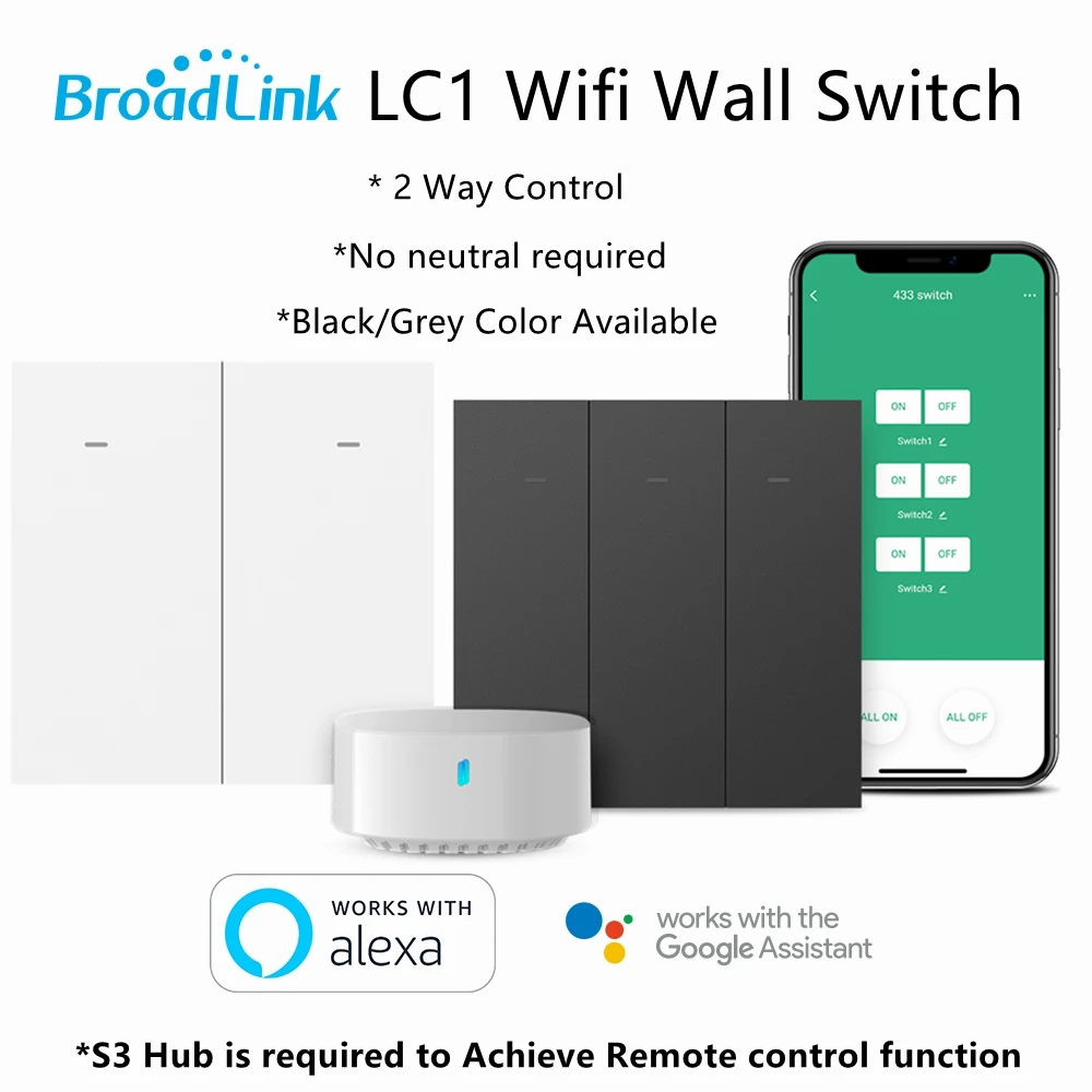 

Настенный высветильник ель Broadlink LC1 с Wi-Fi, клавишный переключатель с одним проводом под напряжением, умный пульт дистанционного управления, ...