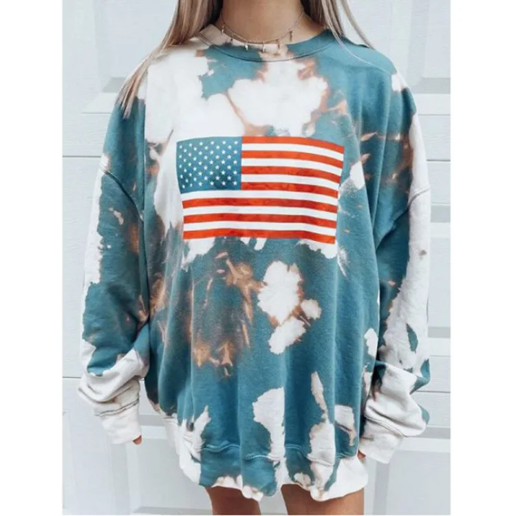 

Female New Streetwear Ladies Hoode Tops Autumn Tie-dye Dropped Shoulder Hoodies Women Pocket Oversize Casual Long Hoodie