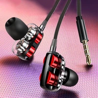 wired headphones bass sound earphone in ear sport headset with mic head quad core bass dual dynamic for xiaomi iphone samsung