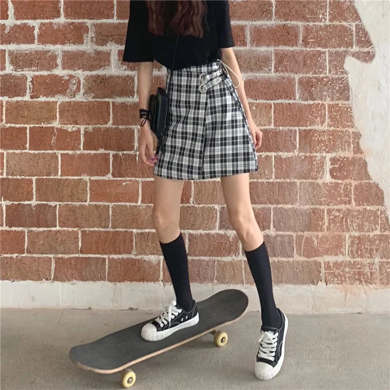 

2020 Newone-piece skirt women summer chiffon wrap long floral beach plaid skirt pleated skirt woman skirts