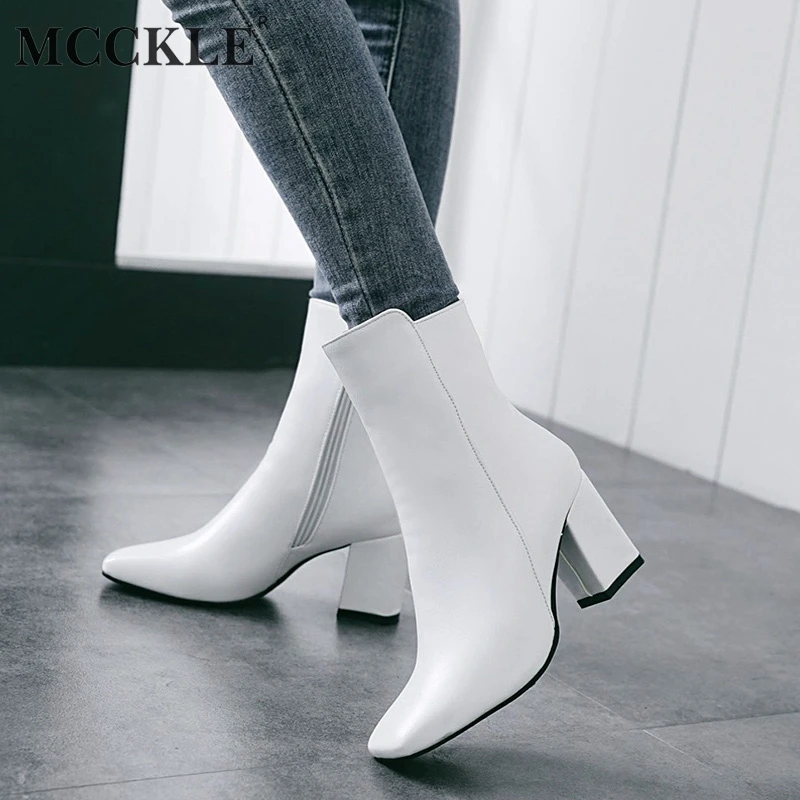 

MVVJKEWomen's Winter Ankle Boots Fashion Square High Heel Shoes Elegant Women Shoes Square Toe Shoes Heel ShoesE009
