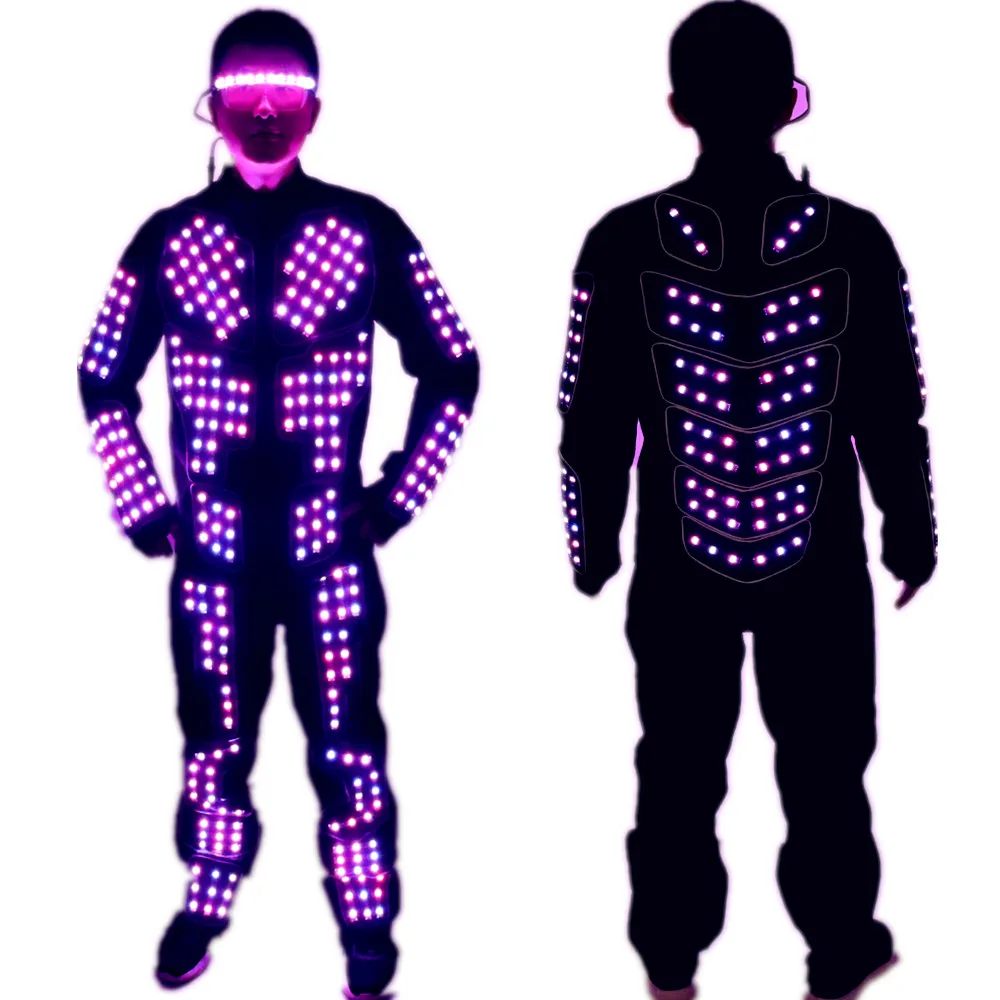 Новое поступление светодиодный костюм робота светящаяся Одежда для танцев и