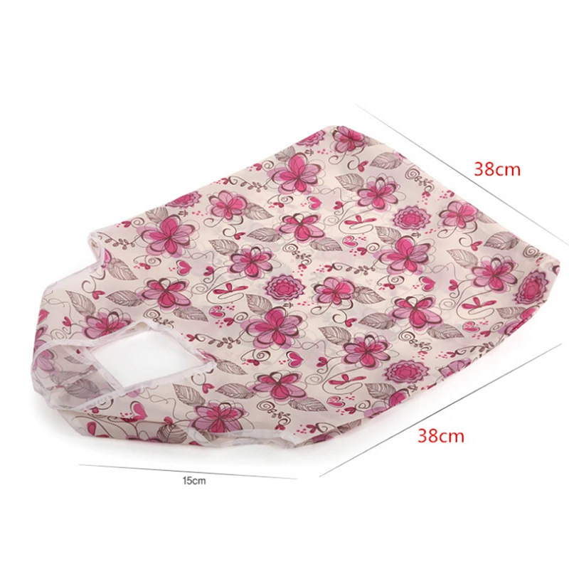

2PCS Women Reusable Shopping Bag Fashion Flower Printing Folding Recycle Handbags Home Organization Tote Bag Foldable Bag