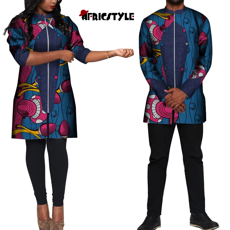 2020 New best-selling African women's dress Bazin Riche men's jacket suit lovers' dress printed jacket wyq292