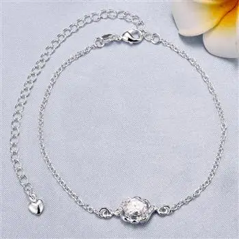 

Fashion silver jewelry European and American elegant hollow pattern fashion anklet SPA004-D white SPA004