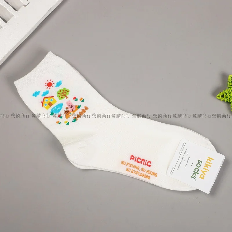 

Cartoon Women Socks Sunshine Cotton Sock Lovely Ladies Colorful Unisex High Casual Soft Sox Girls Spring Autumn Trendy Skarpetki