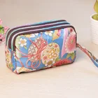 Большая сумка для сотового телефона, тканевый принт, три молнии, Длинный кошелек для монет, ручная сумка