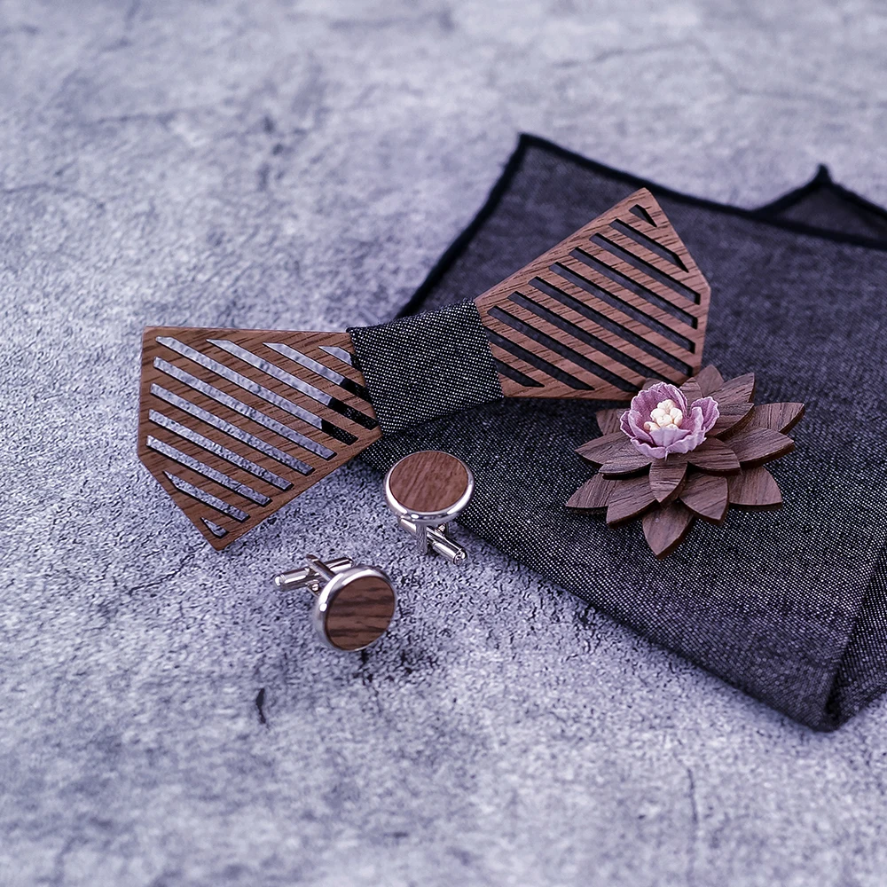 Набор полосатых деревянных галстуков бабочек мужской галстук бабочка