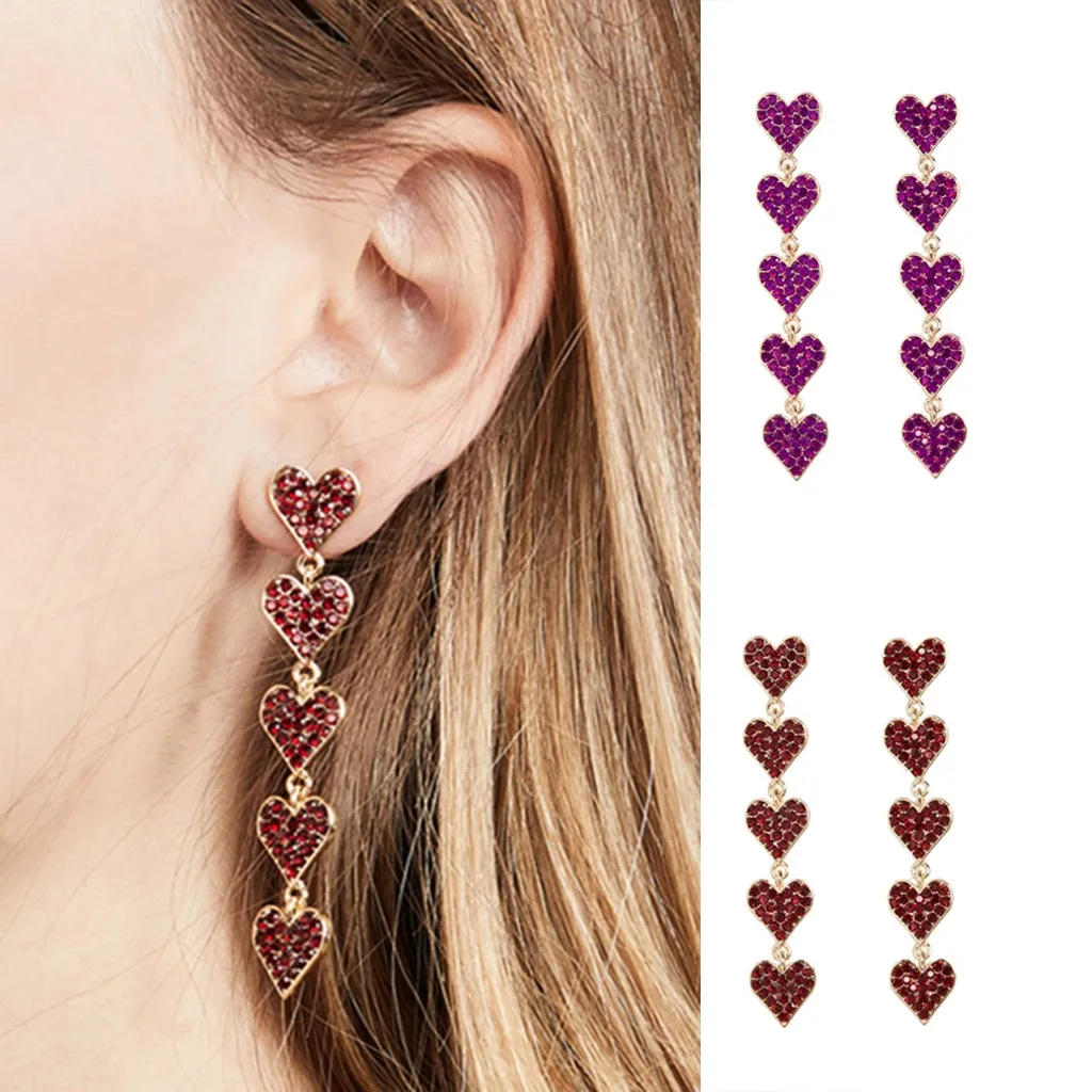 Женские серьги в форме сердца длинные серьги-кисточки стиле ретро Разноцветные