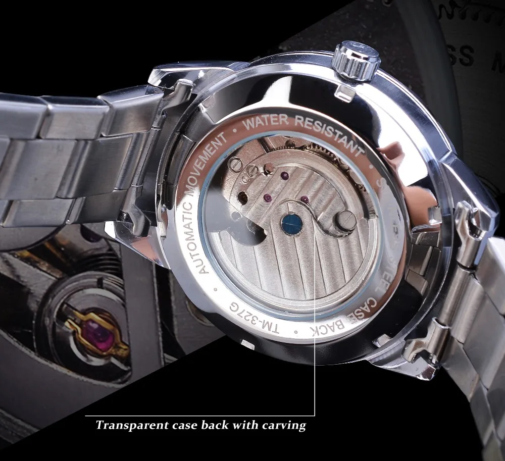 Forsining классические мужские Tourbillon механические часы модный бренд черный Moonphase бизнес стальной ремешок автоматические часы Reloj Hombre