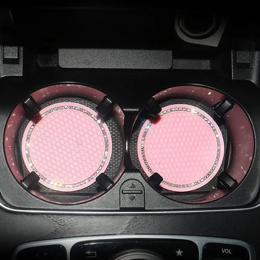 

Water Cup Holder Anti-slip Pad Mat Silica Gel Interior Decoration Car Styling Accessories Fashion Diamond-encrusted Coaster