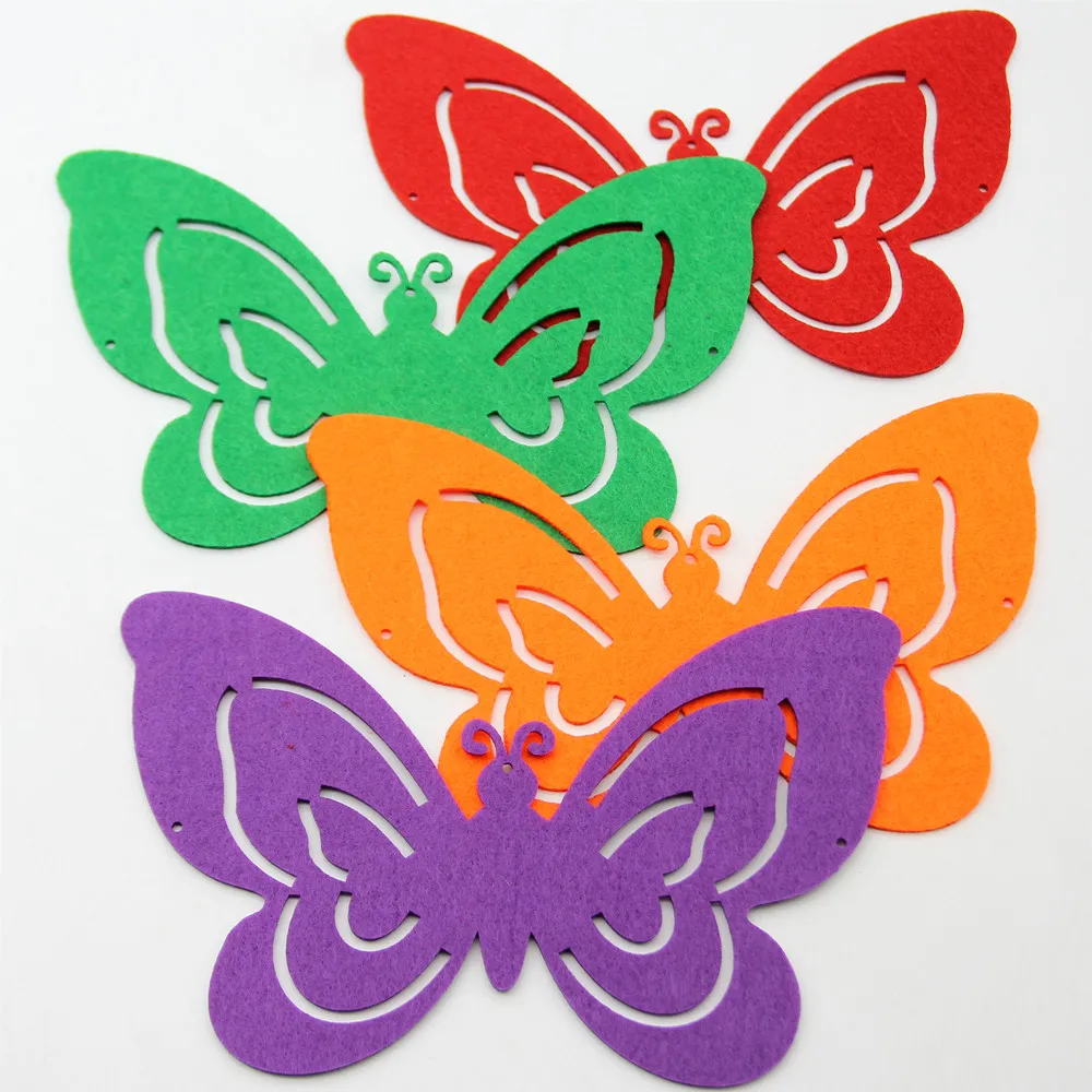 Фетровая Нетканая войлочная ткань с большими бабочками 10 шт.|Войлок| |