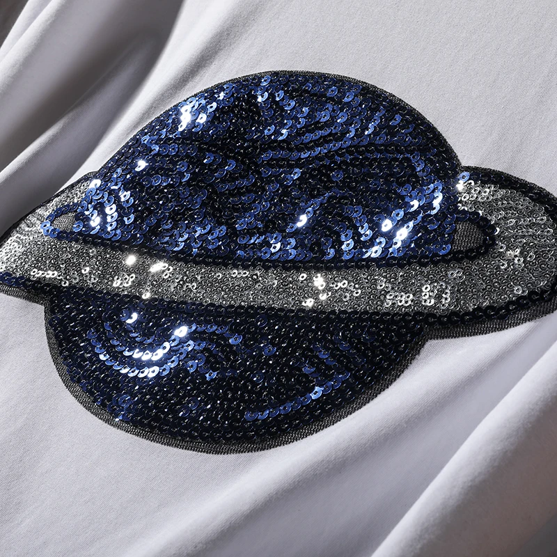 

2020 Women's T-Shirts Plus Size O-neck Sequin T-shirt Female Summer Short Sleeve Tops Tees Sexy Loose T shirts Clothes T140