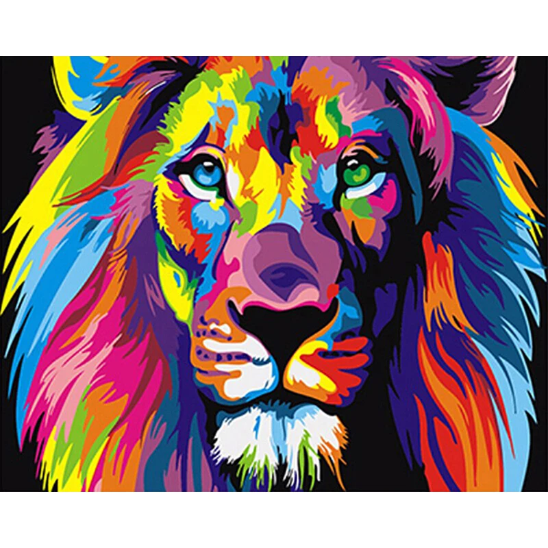 

Красочные Лев Art изображения животных DIY картина по номерам, ручная работа, масляные краски, Картины рисовать на холсте Раскраска по номерам ...