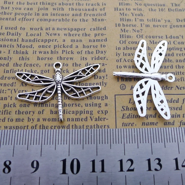 

Jewelry Charms Hollow Dragonfly Charms Antique Silver Color 25x35mm 5 Pieces