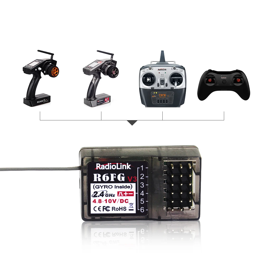 Radiolink R6FG 6 Каналы 2 4G приемник с гироскопом и HV Servo большим радиусом Управление для