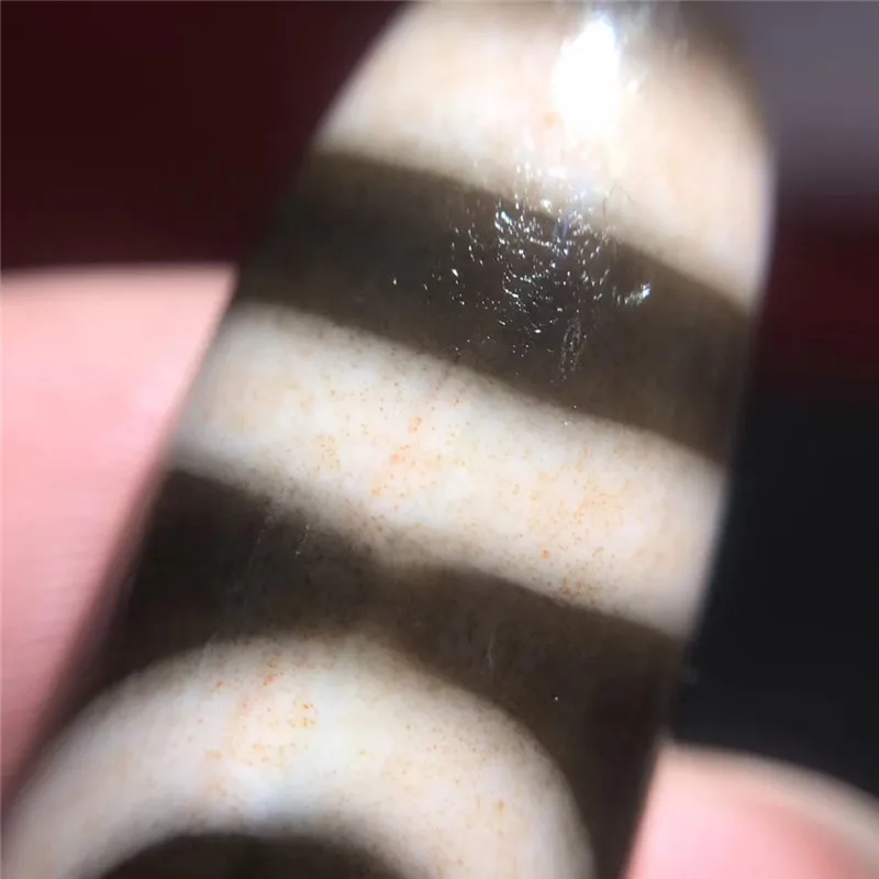 

201117-2 High Oily with Cinnabar Dots 2 Eyes Pattern Tibetan Dzi Beads Amulet Beads Collectible free shipping