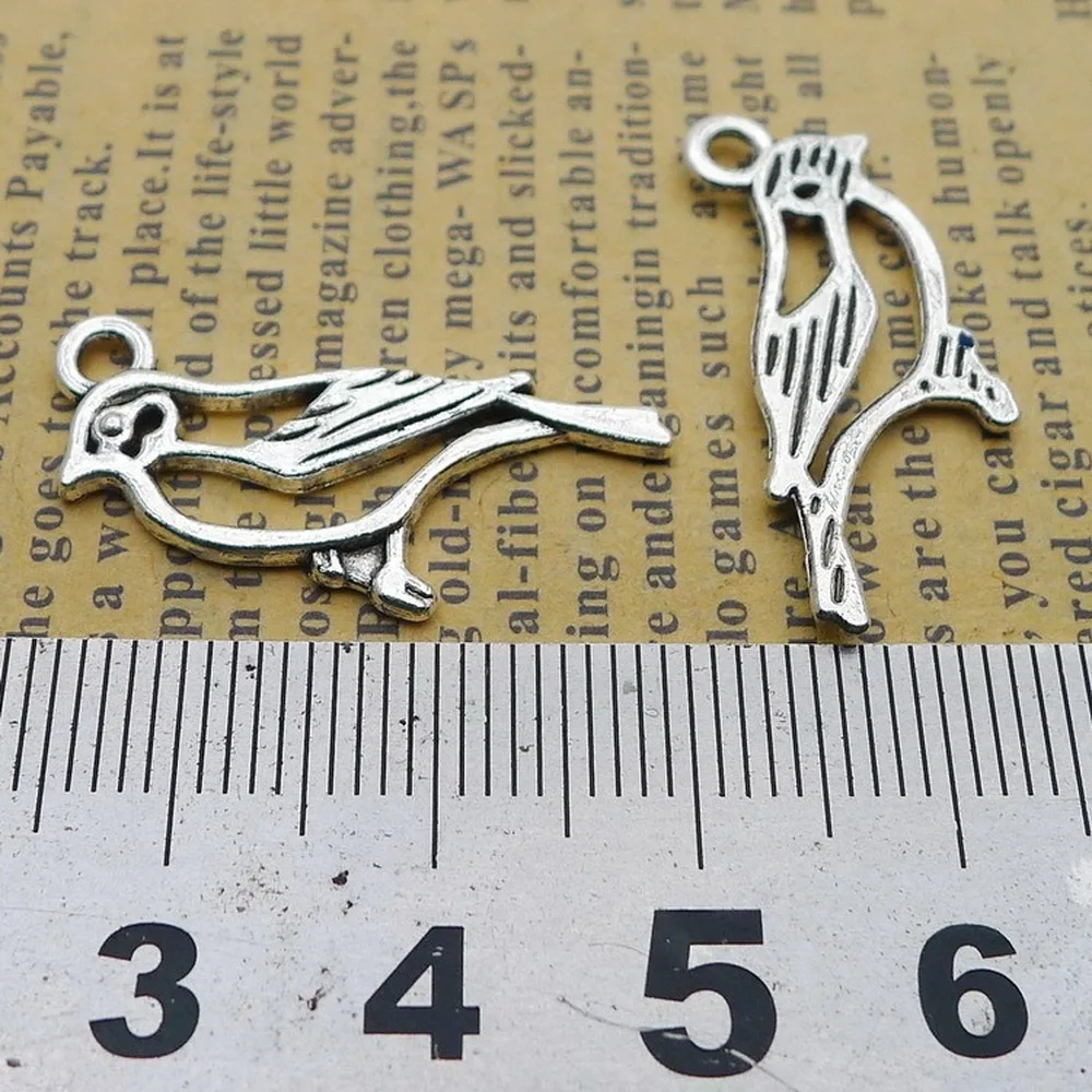 

200pcs Birds Charms 11mm x 27mm DIY Jewelry Making Pendant antique silver color