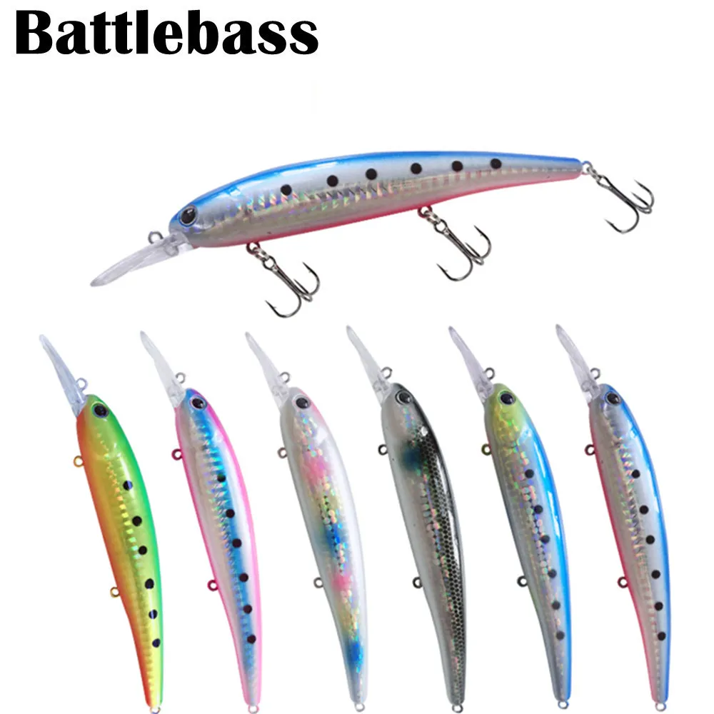 

Battlebass 1pc Floating Minnow 120mm 16g Top Fishing LureSaltwater Black Bass Pike Long Casting Hard Baits Tungsten Weight
