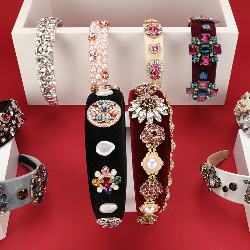 Женский обруч для волос элегантный бархатный атласный ободок в стиле барокко с