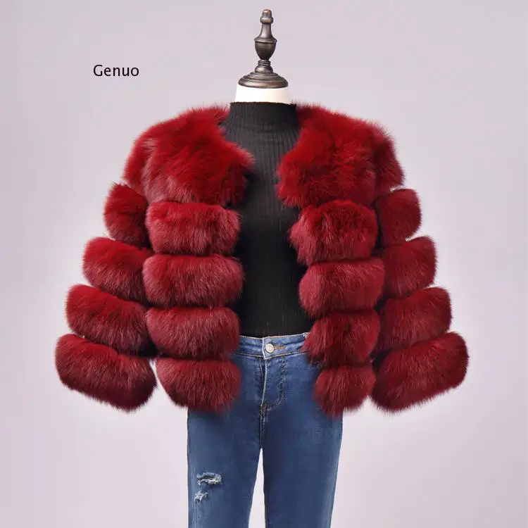Женское зимнее роскошное пальто шуба из искусственного лисьего меха меховая
