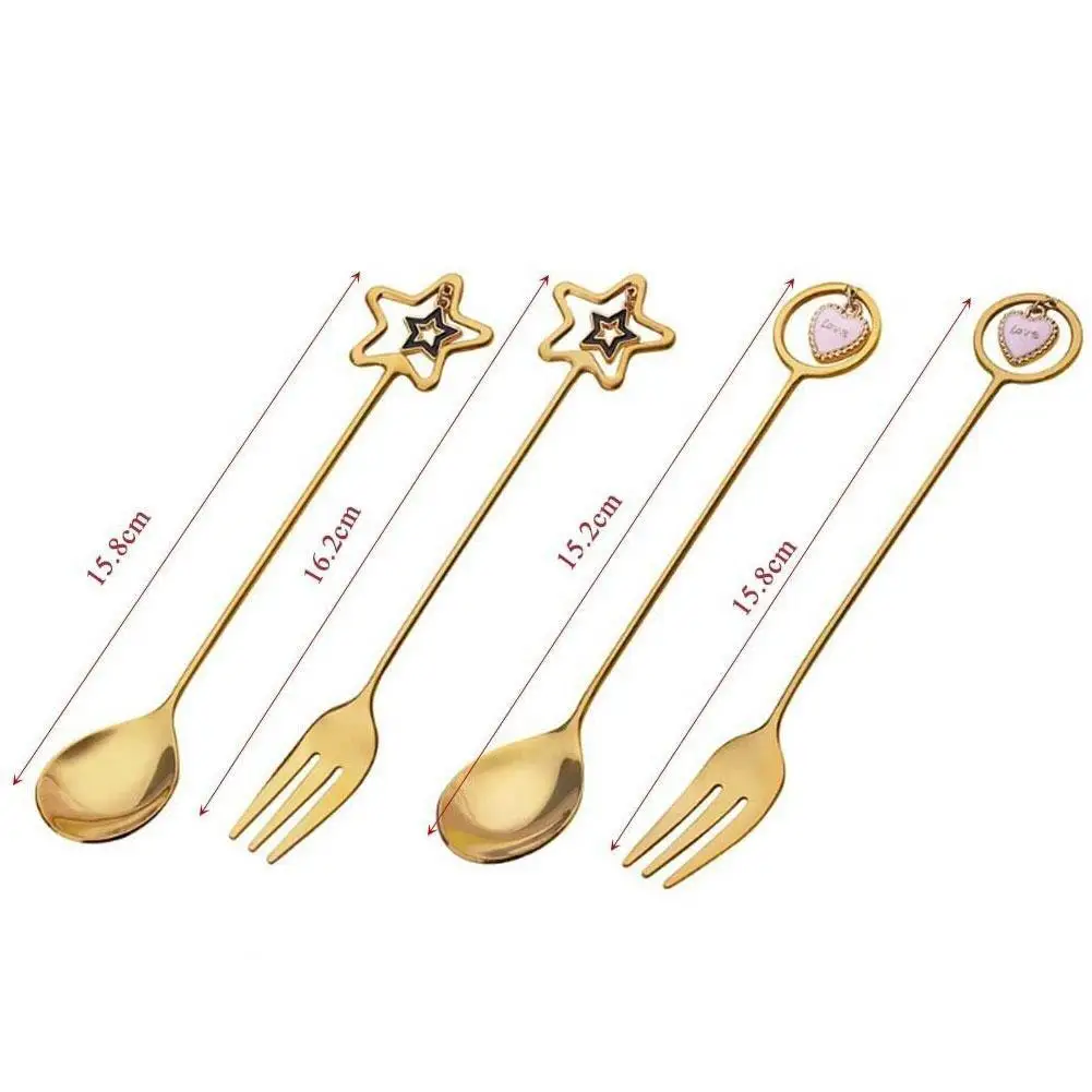 

Coffee Spoon watermelon ice cream spoon Tea Spoon Dessert Spoon Fork With Pretty Pendant Creative Tableware 304 Steel