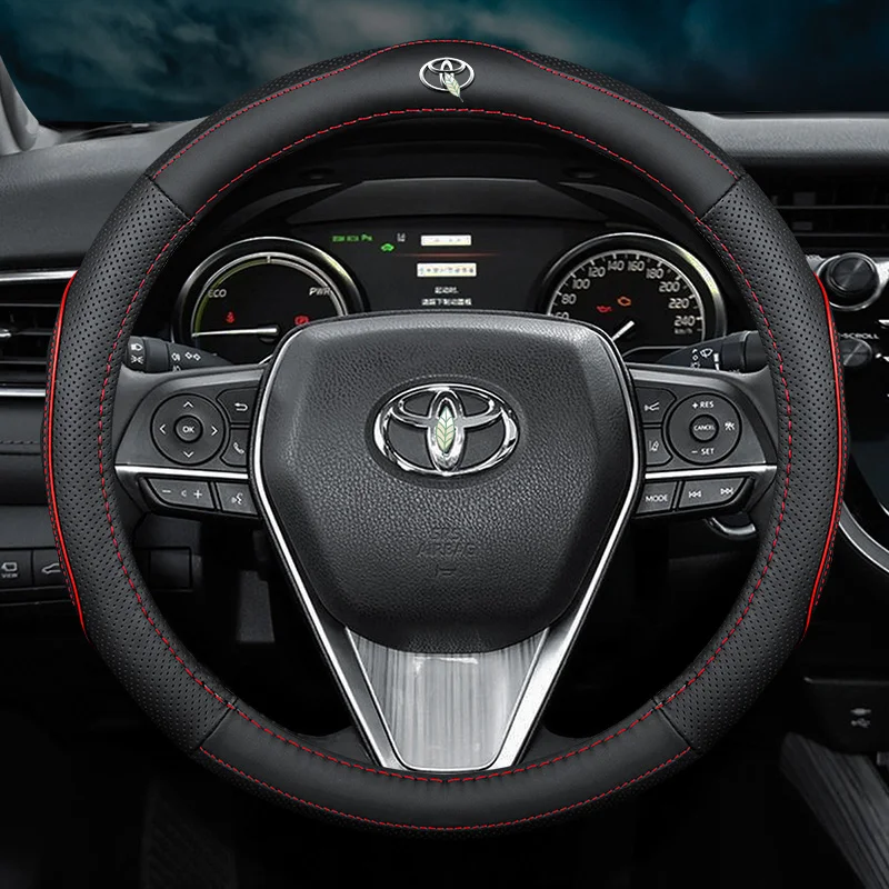 

Аксессуары для Toyota 2010-2021 Camry Corolla Chr Prado Land Cruiser, чехлы из натуральной кожи для руля