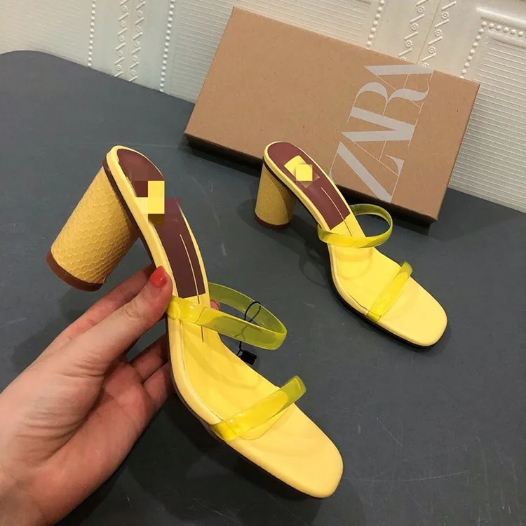 

2021High Heels Women Transparent Heel Sandals Slippers Shoes Woman High New Women Shoes Women PVC Jelly Sandals Open Toed