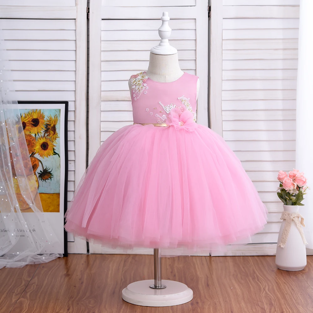 

Girls Wedding Dress For Kids 1 Years Sequin Lace Tulle Princess Tutu Children Elegant Party Evening Formal Communion Prom Gown