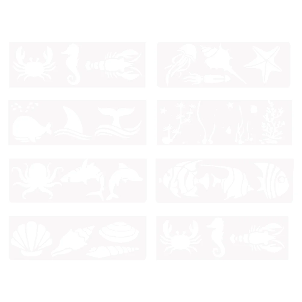 

8pcs Sea Life Painting Stencil Creative Drawing Stencil DIY Drawing Template