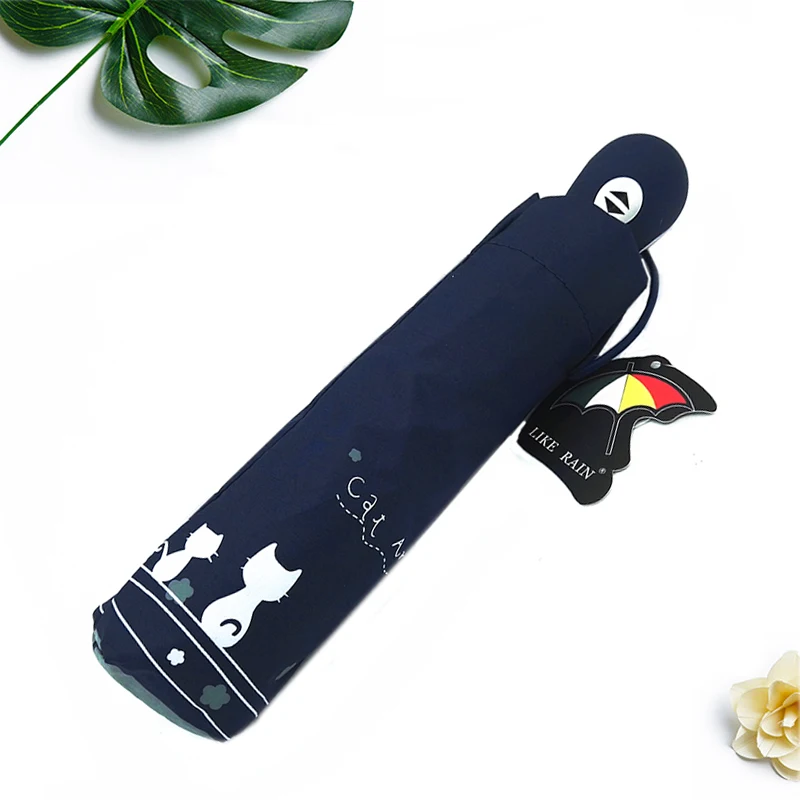 Креативный складной Кот для девушек и женщин Umberlla автоматическая черное