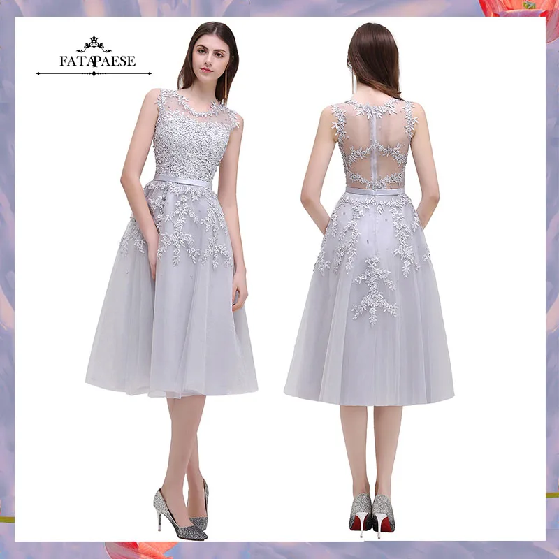 Розовый Бордовый Короткие Вечерние Платья 2017 Аппликация Бисером Sheer Вернуться