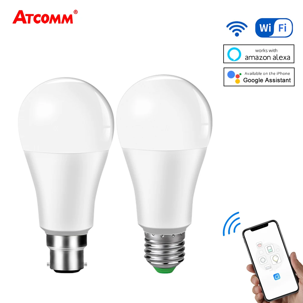 WiFi Лампа 15 Вт Ampoule светодиодный E27 умная лампочка B22 умная ampolleta wifi лампада Alexa Google Assistent Echo управление приложением