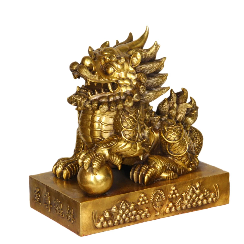 

LAOJUNLU Pure Copper Pixiu Ornaments Supreme Crafts Gifts Sitting Piqiu