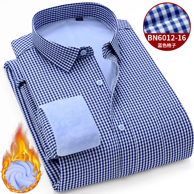 

Slim Fit Shirt Men Pure Color Warm Stripe Shirt Men's Casual Velvet Longsleeve Shirt for Men Winter Wears Button Up Shirt Tops