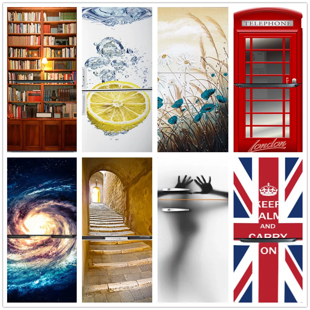 

60x150cm/Custom Size Library Refrigerator Sticker Home Decor Murals Hot DIY Self-adhesive Waterproof PVC Wallpaper on The Fridge