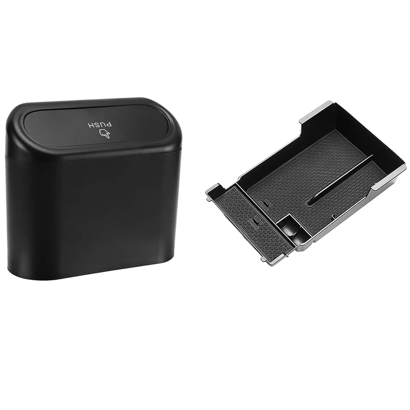 

1 Pcs Car Central Interior Armrest Storage Box & 1 Pcs Car Trash Can with Lid