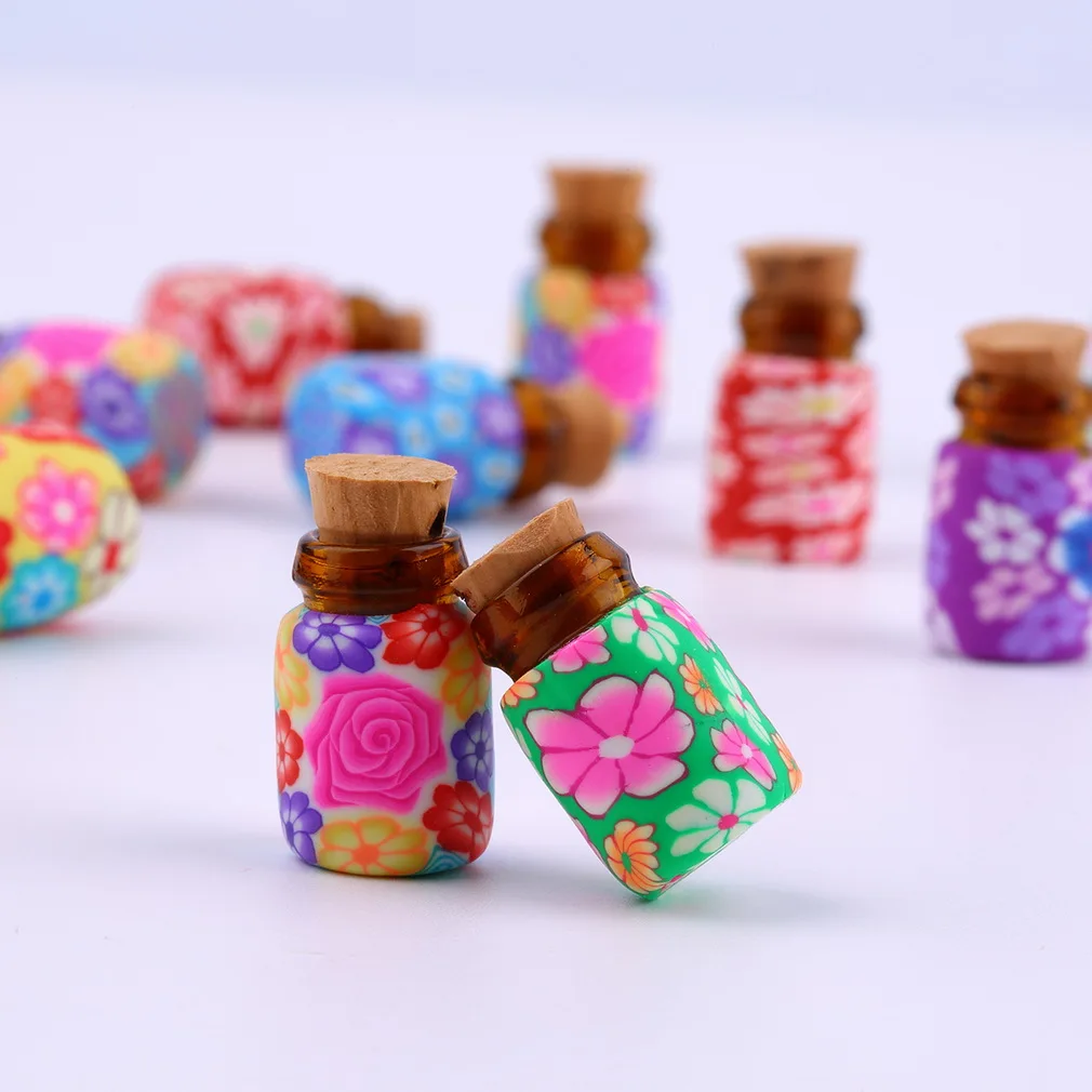 10 шт. Мини Стеклянная Полимерная глина бутылочки контейнеры флаконы с пробками