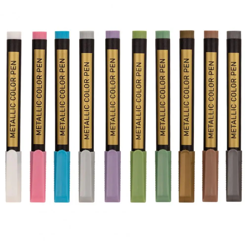 

10Colors/Set Metallic Drawing Markers Pens Writing Student Stationery Supplies