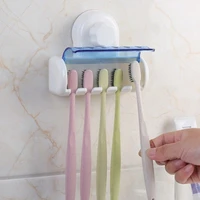 1pcs toothbrush rack punch free wall mount dustproof sucker 5 position toothbrush storage rack household bathroom accessories