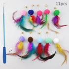 Набор интерактивных игрушек в виде кошачьих перьев, палочка для прорезания перьев животных, выдвижной питомец, запасные части для котят, 11 шт.