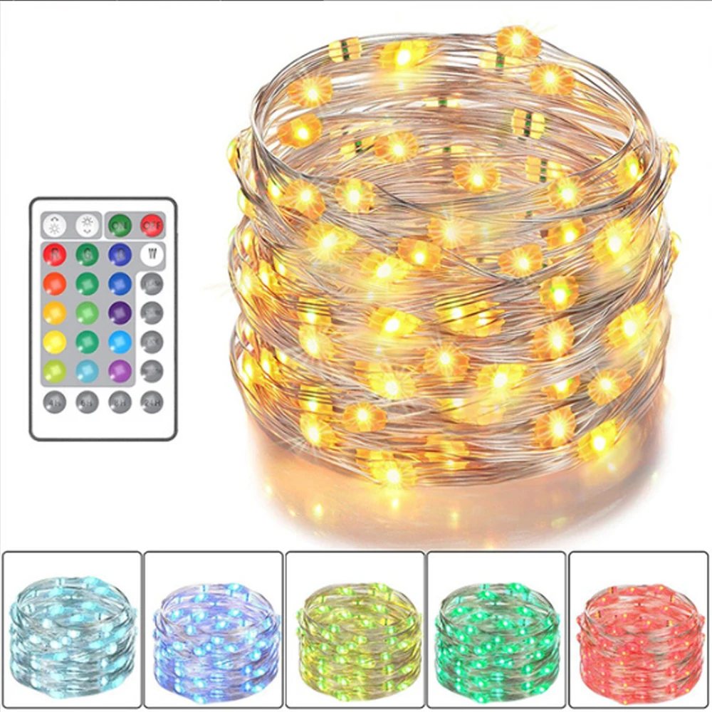 

Remote Control Fairy Led String Lights 16 Colors USB 5V 5m/10m Christmas Garland Outdoor light for Wedding Xmas Party Decoration