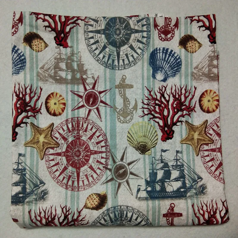Новинка хлопковая ткань с принтом кораллового ракушки для корабля 50x105 см океана