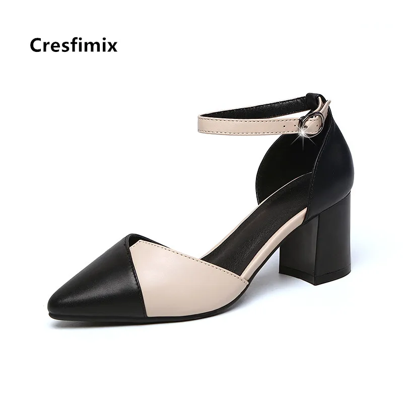 

Marlisasa Women Cute Sweet Black Pu Leather Buckle Strap High Heel Shoes Ladies Casual Brown Summer Pumps Sapatos Azuis F5777