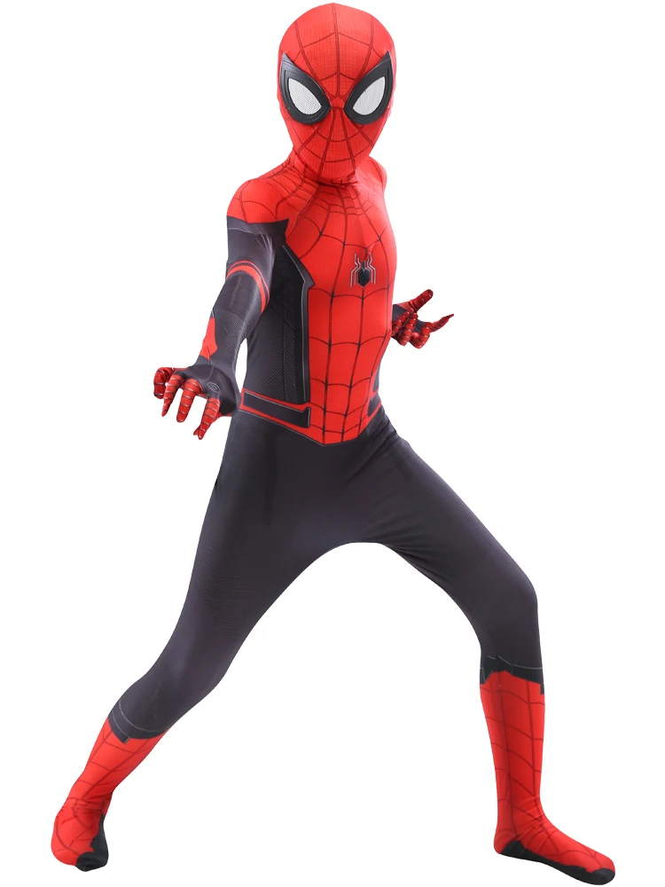Костюм паука с маской для Хэллоуина детский костюм из красного черного спандекса