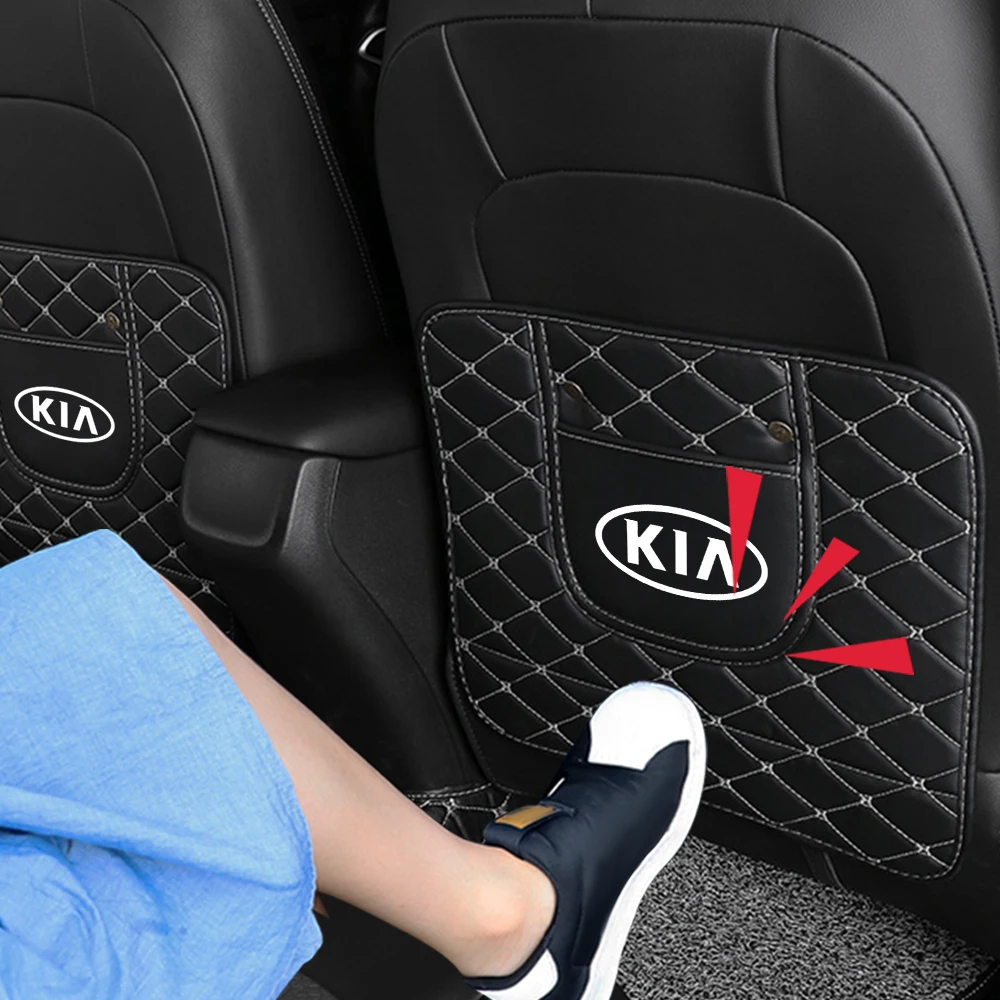 

Leather Car Anti Mud Dirty Seat Back Mat Anti-Child-Kick Cushion Protector Cover For KIA K2 K3 K5 k9 Sorento Sportage Rio