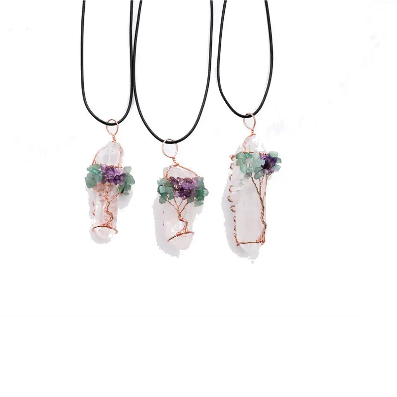 Натуральный белый кристалл большой подвесной Рейки Чакра Древо жизни розовое