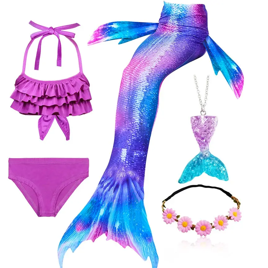 Купальник для девочек с хвостом Русалочки пляжная одежда плавания купальник